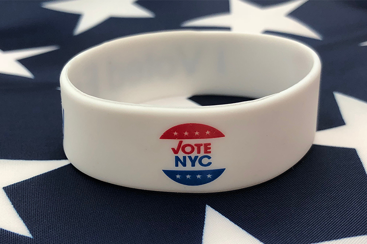 A "Vote NYC" wristband. 