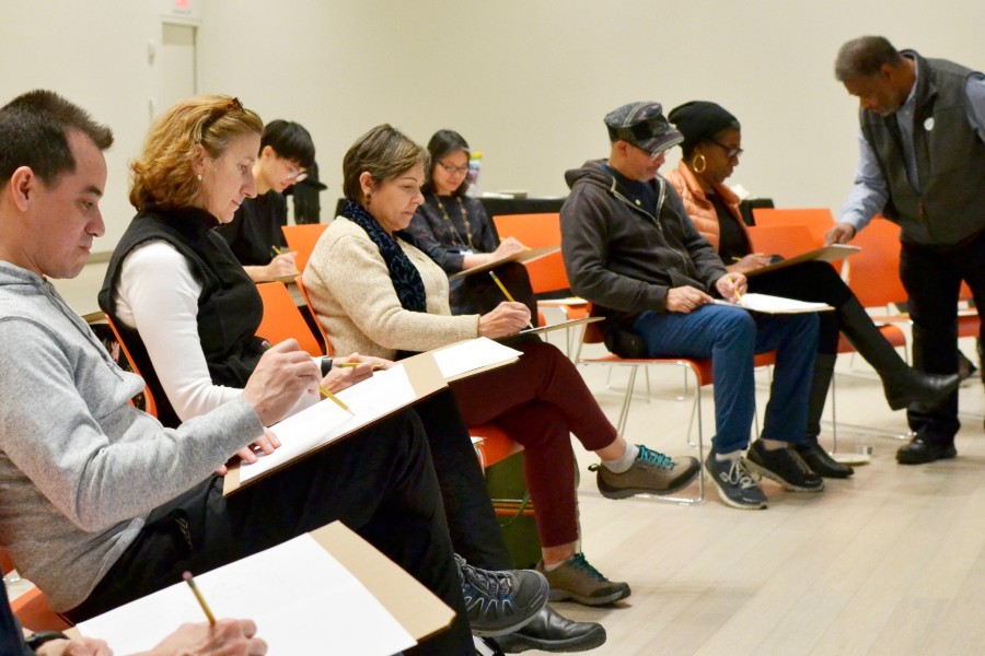 Adults sketching