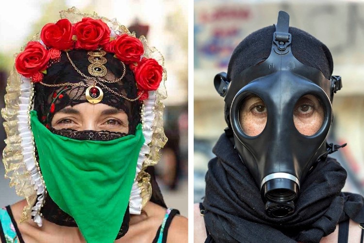 Eugenia Vargas Peirera. Two images from the series Photographs of Feminist Protestors, 2019. Courtesy the artist.