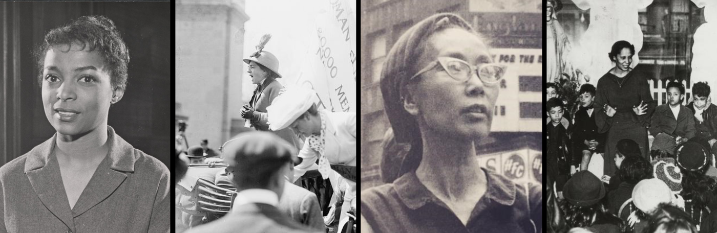 Ruby Dee, Maud Malone, Yuri Kochiyama, and Pura Belpré. Photos credit: New York Public Library and Women's Foundation California.