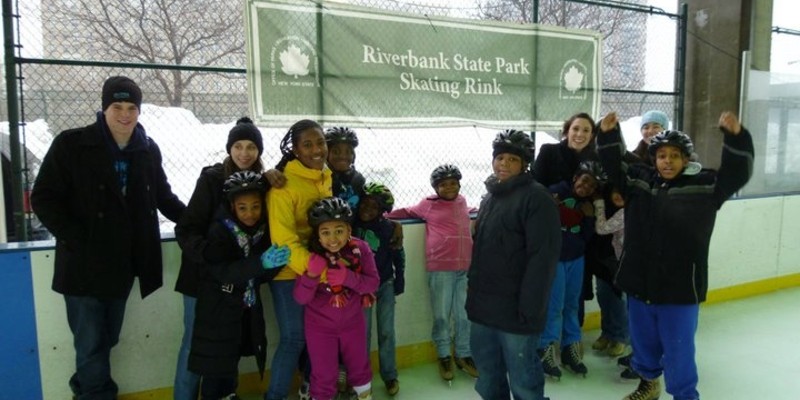 Children on an ice skating rink