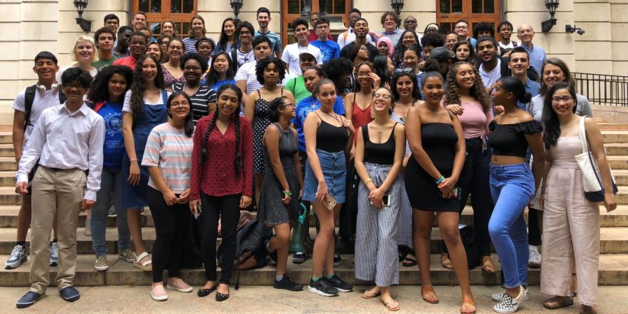 A large group of young adults who participated in the Freedom and Citizenship program.