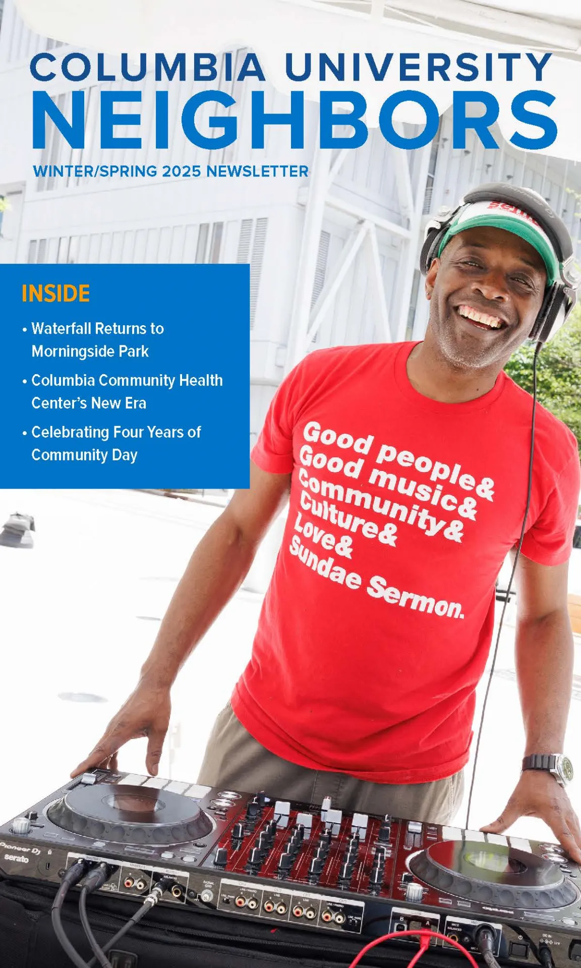 Winter/Spring 2025 Neighbors Newsletter Cover featuring DJ Stormin' Norman.