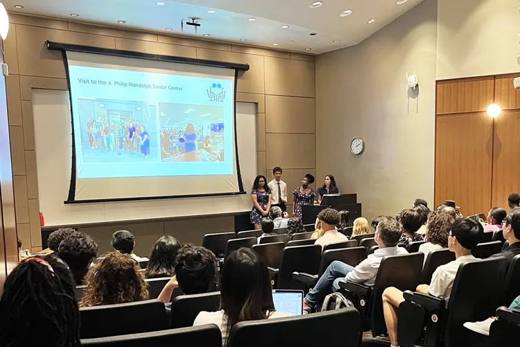 Group of students giving a presentation for My Streetscape Summer School Program