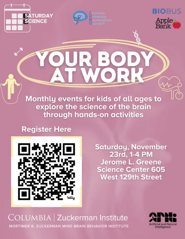 Your body at work poster for Saturday Science. 
