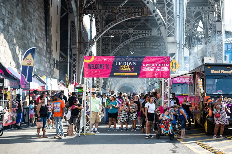 Groups of people at Uptown Night Market.