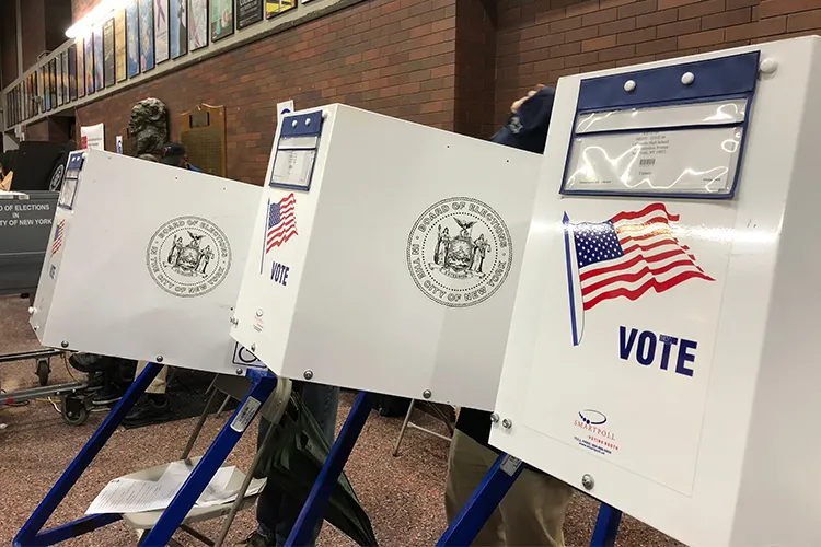 Ballot boxes at an election site in NYC.