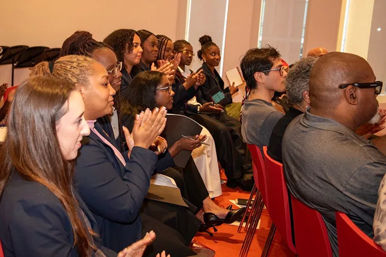 Fellows, speakers, and guests at the ‘Good Ground’ program intensive at the Lee C. Bollinger Forum