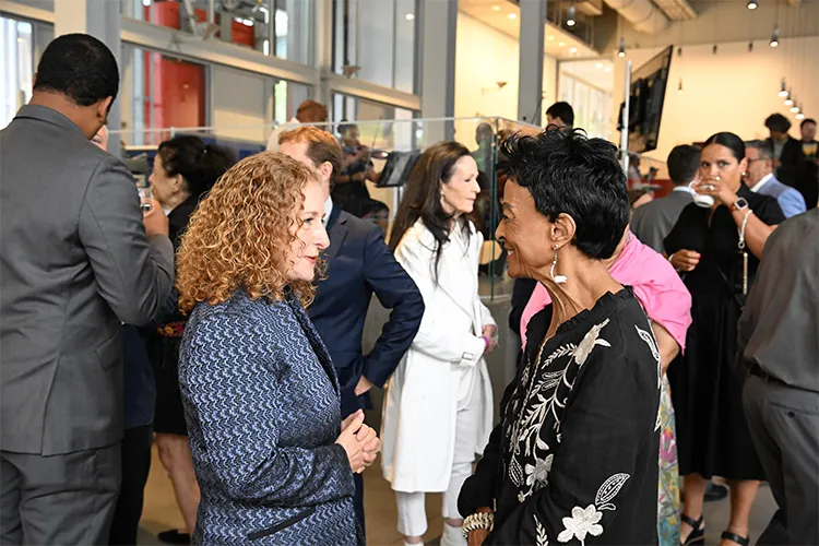 Columbia President Jennifer L. Mnookin converses with Peggy Shepard, Co-Founder and Executive Director of WE ACT for Environmental Justice. 