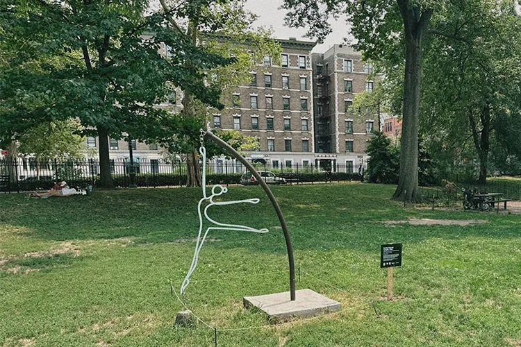 A dancer sculpture in Morningside Park. 