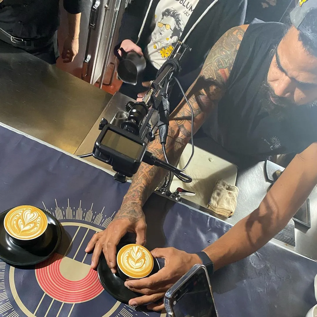 barista brewing coffee at Dear Mama Coffee in Manhattanville in West Harlem