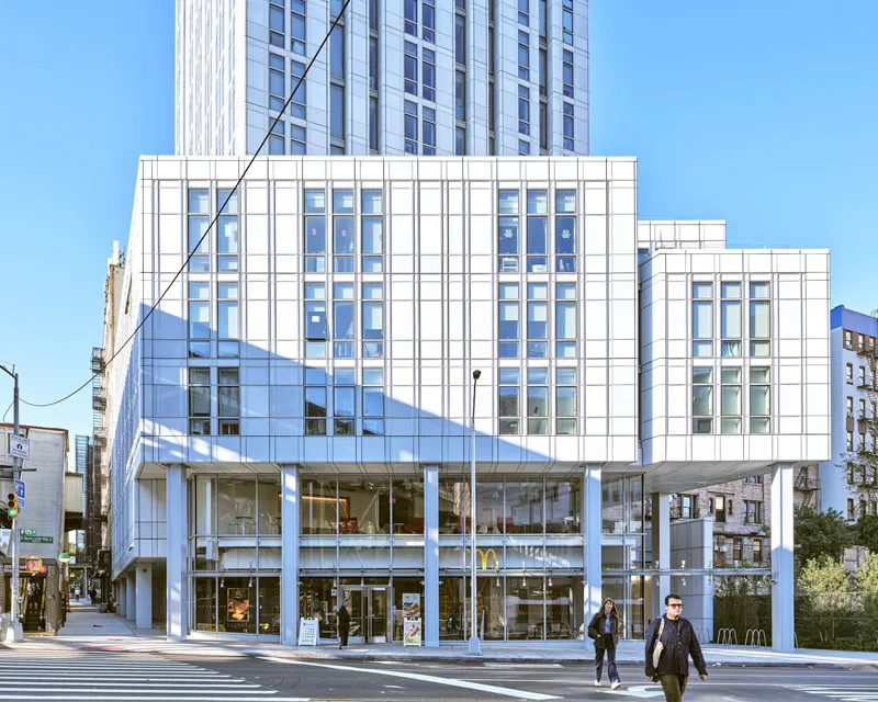 A view of 600 W. 125th Street from across the street. 