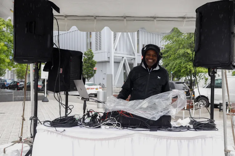 The illustrious Sundae Sermon creator DJ Stormin' Norman on the 1s and 2s. Photo credit: April Renae