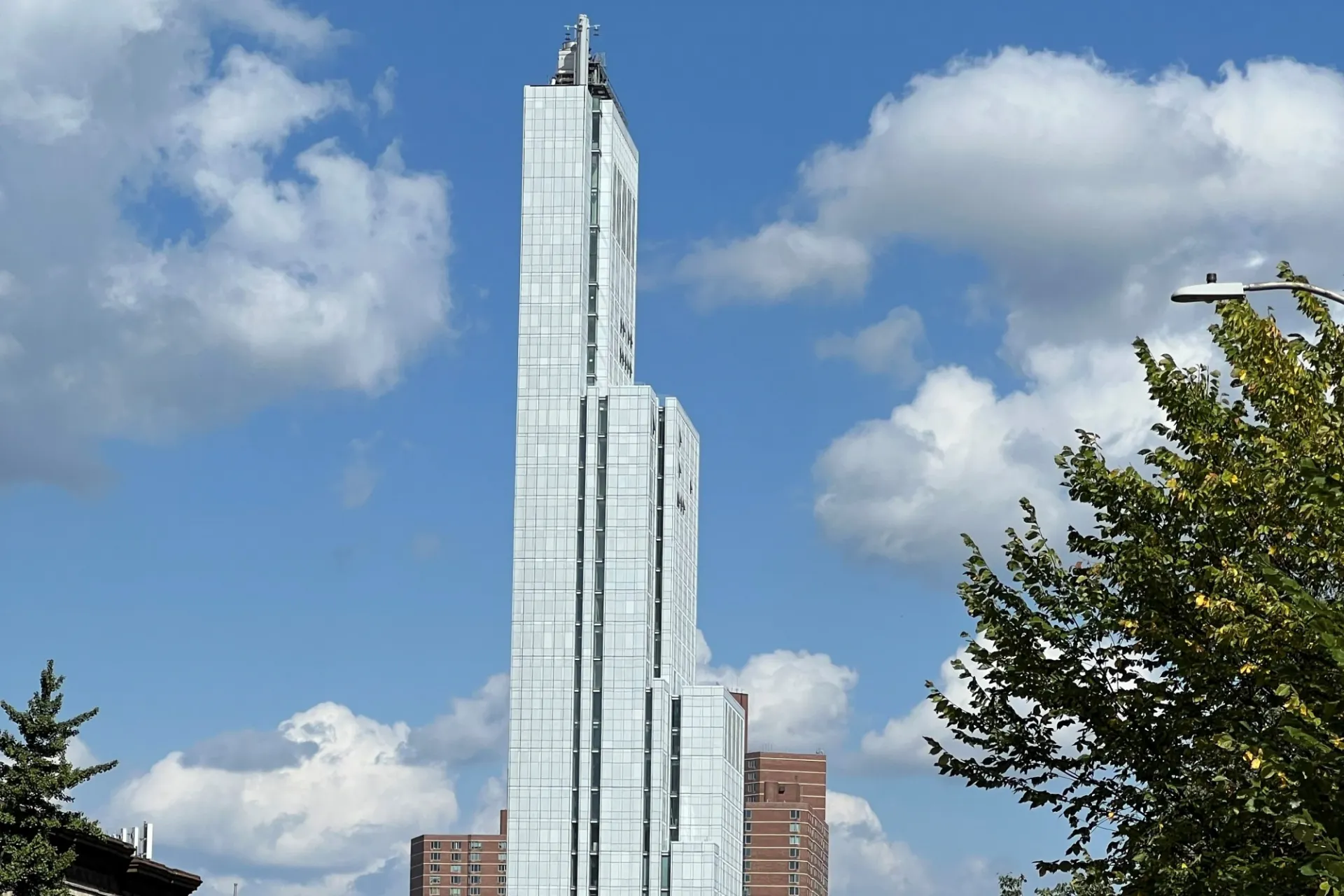 A view of 600 W. 125th Street, looking north on a partly cloudy day.