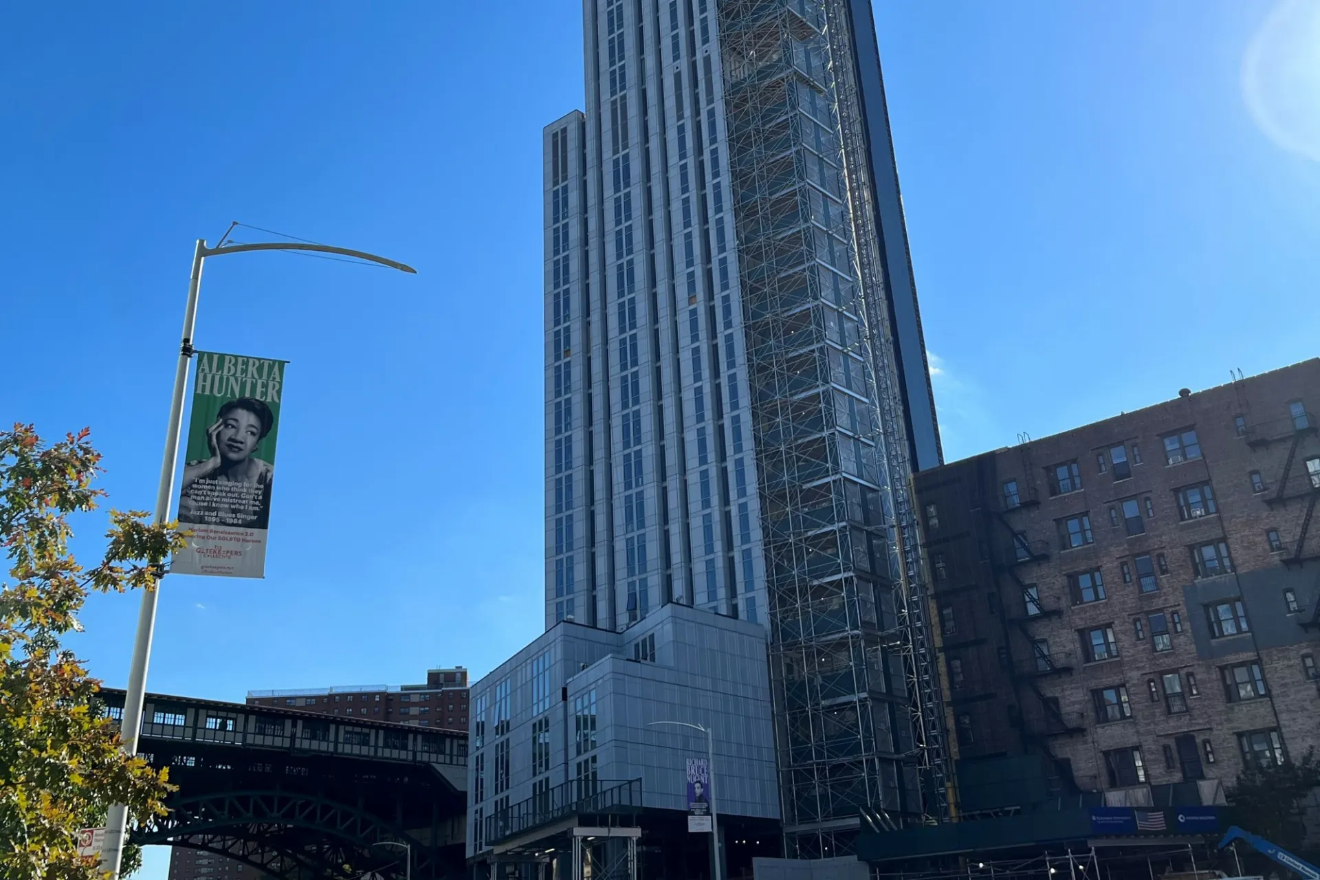 A view of the 600 W. 125th Street building that's currently under construction, looking southeast. 