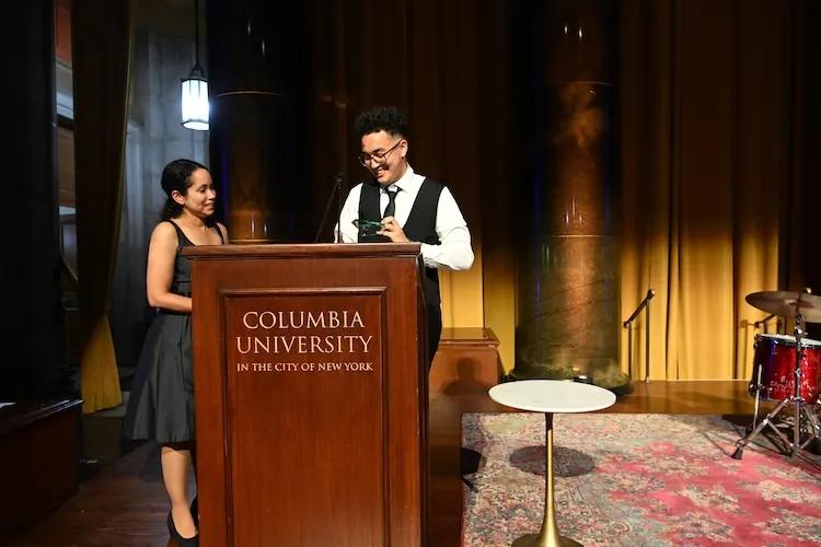 Denise De Las Nueces and Double Discovery Center Student Enmanuel Almonte