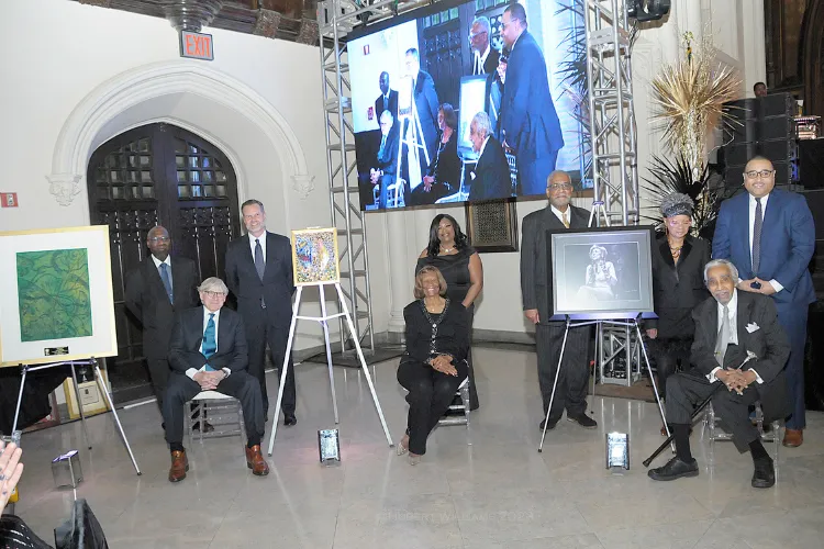 Columbia University President Lee C. Bollinger, civil rights pioneer Dr. Hazel N. Dukes, who serves as the President of the NAACP New York State Conference, and political powerhouse former U.S. Rep. Charles B. Rangel were honored at the Greater Harlem Chamber of Commerce’s 125th Anniversary Gala. Photo credit: Greater Harlem Chamber of Commerce