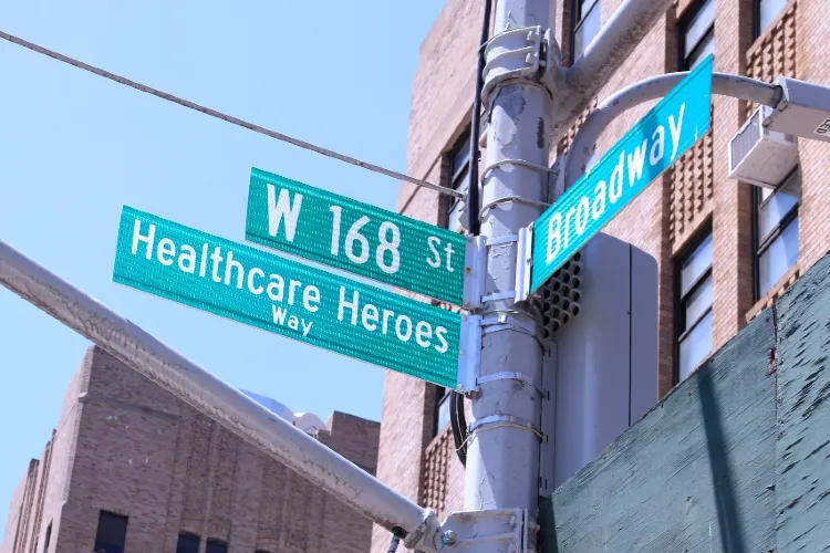 street corner with new sign