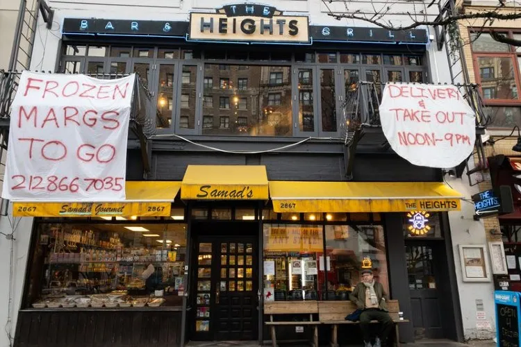 view of heights and samad's store fronts during covid-19