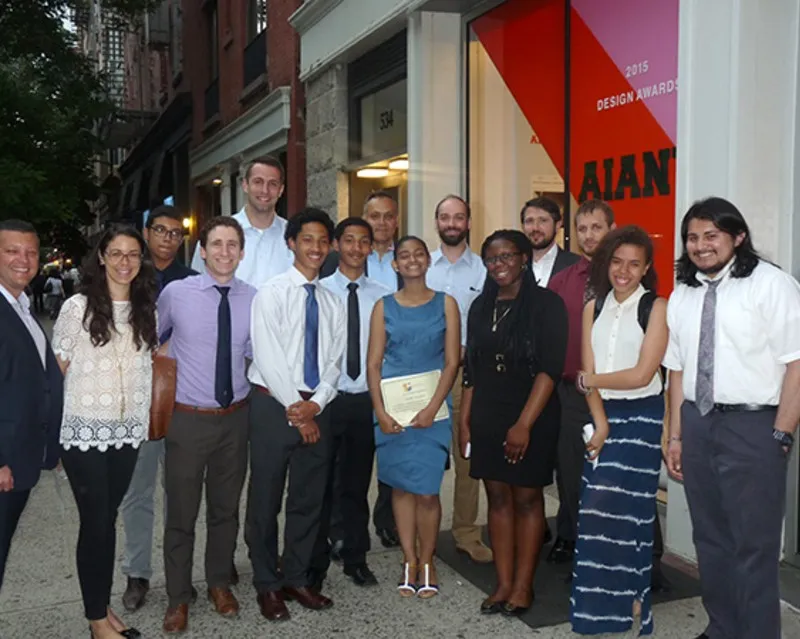 Students and mentors smiling