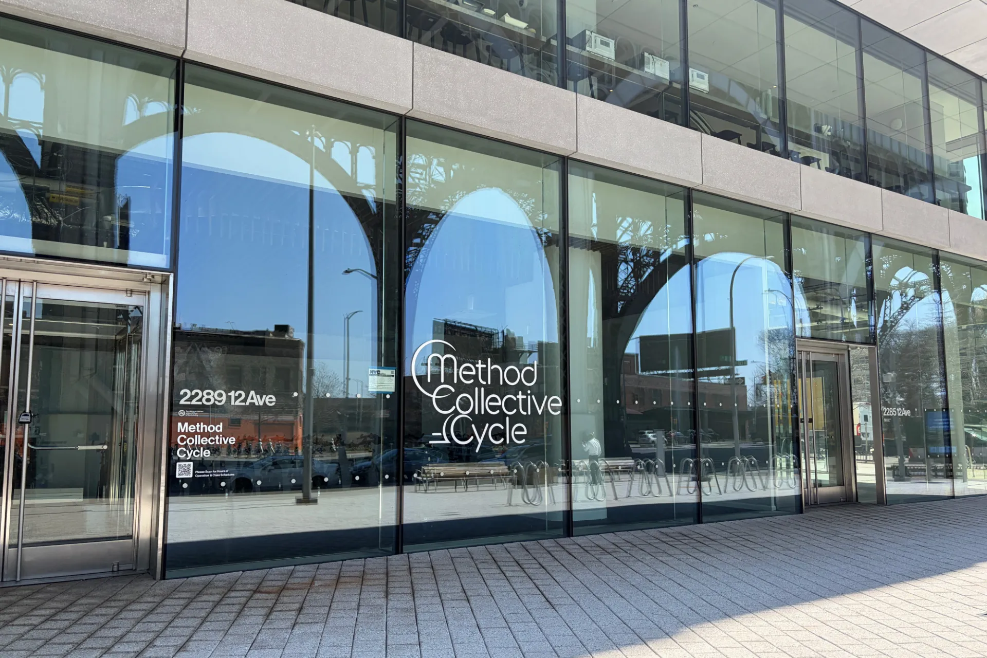 The storefront of Method Collective Cycle at Kravis Hall.