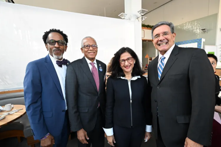 Assemblyman Al Taylor, Senator Robert Jackson, Minouche Shafik, and Presiding Justice Rolando T. Acosta. Photo credit: Eileen Barroso