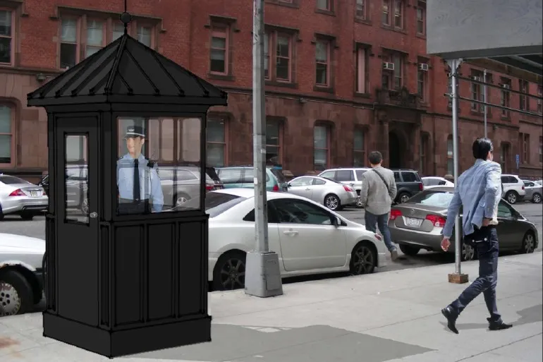 Rendering of public safety booth.