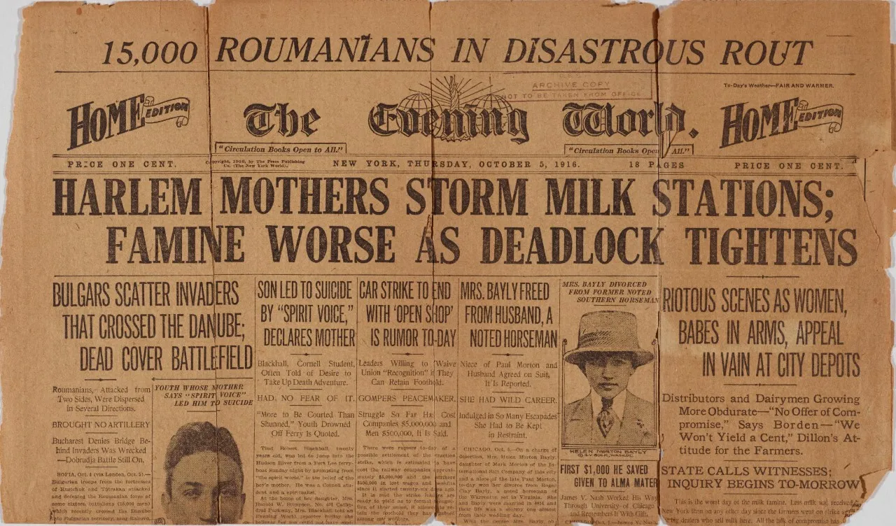 Front page news article.