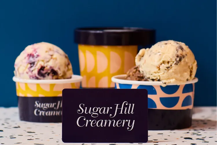 Ice cream in cups with a blue background