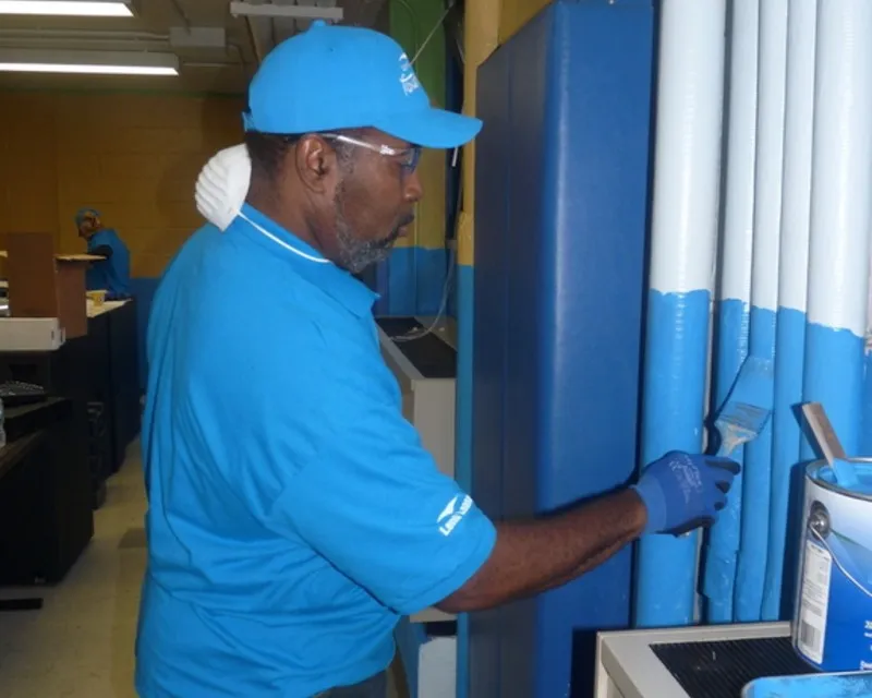 Volunteer painting. 