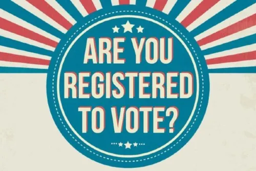 Graphic with text - are you registered to vote
