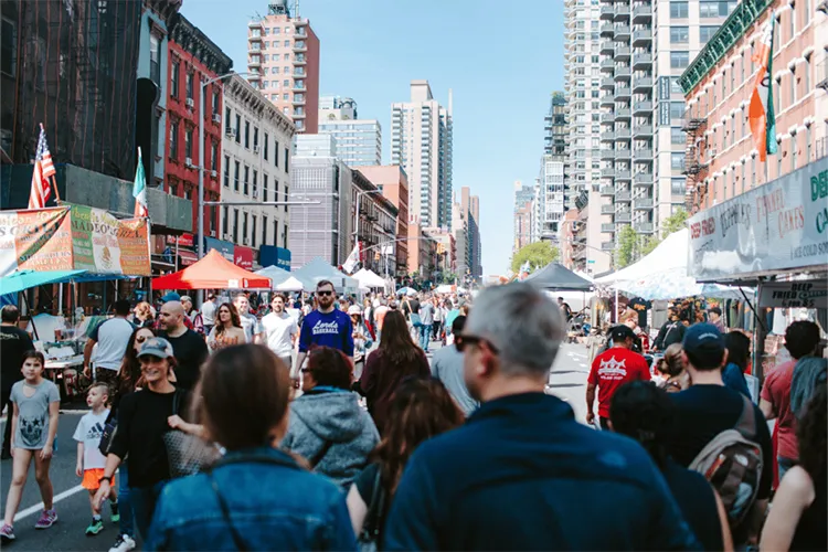 people at a street fair