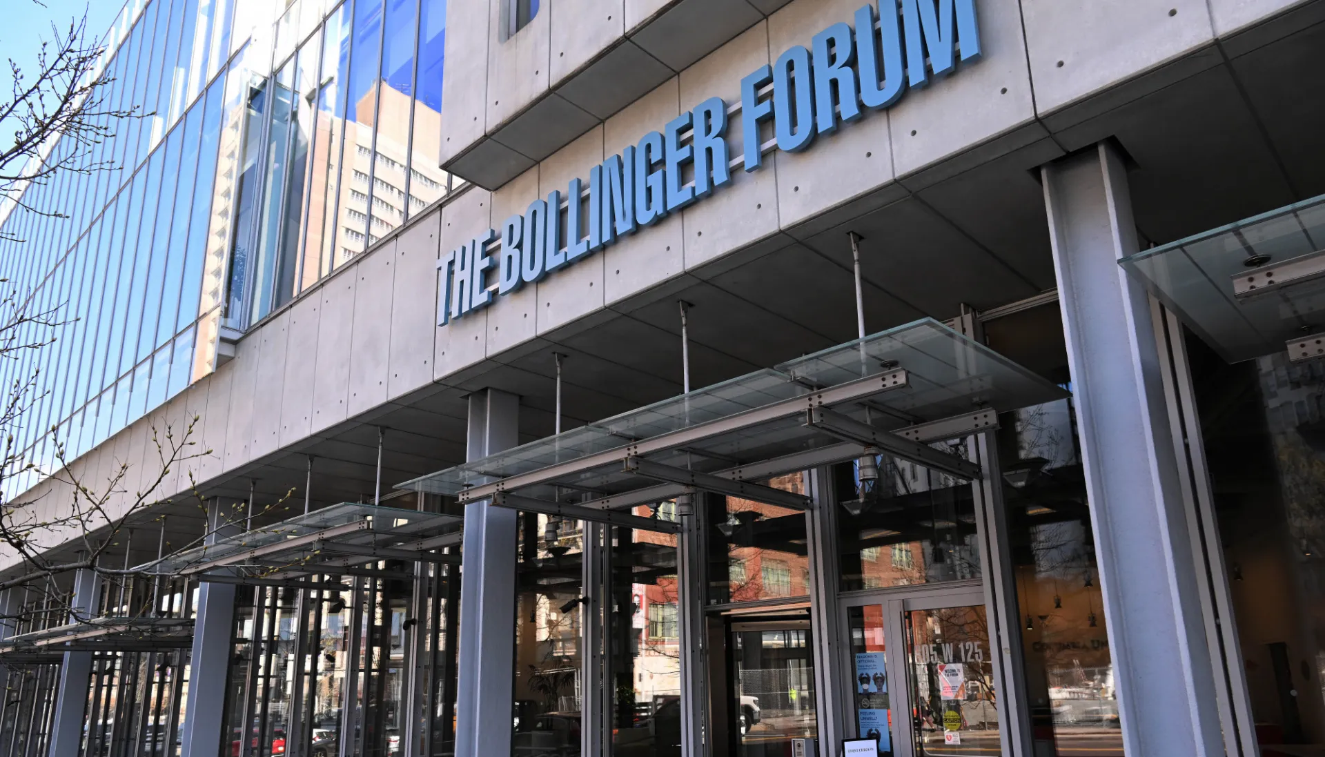 A view of the entrance to the Bollinger Forum
