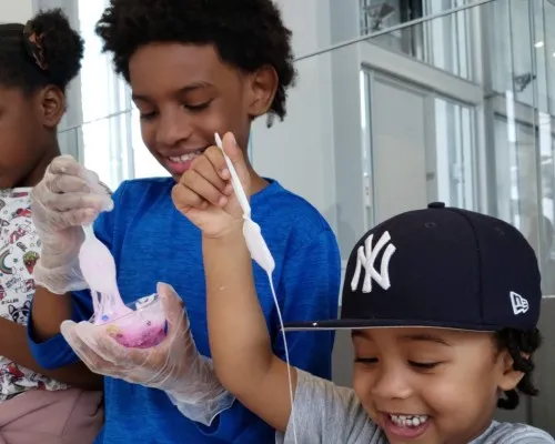 Children playing with slime