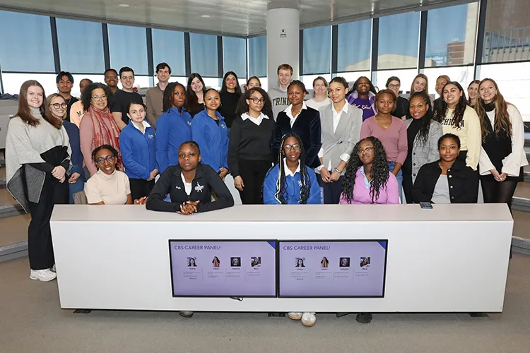 On April 6, as part of its first annual Spring Service Week, Columbia Business School’s Community Impact Club hosted a workshop centered on financial literacy and career guidance for middle school girls from Figure Skating in Harlem. Photo credit: Michael DiVito