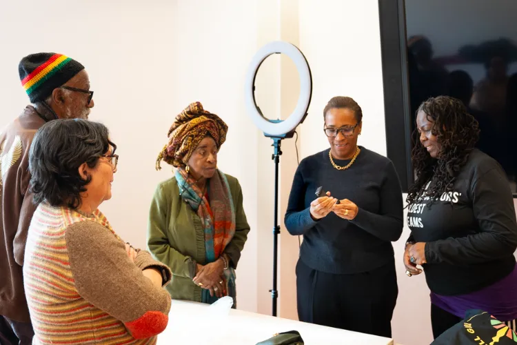 Family History Community Workshop students at the Lee C. Bollinger Forum. Photo credit: Walaa Ibrahim