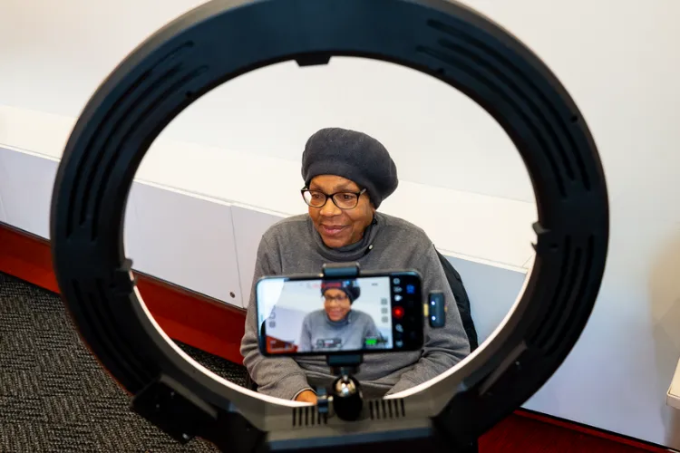 A Family History Community Workshop participant being interviewed. Photo credit: Walaa Ibrahim
