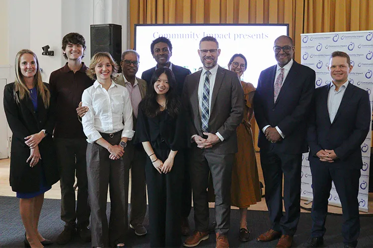 George Van Amson Fellows and University Life and University Leadership pose