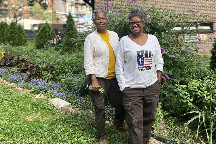 Annette and Arlene Wilcox, the sister duo who created the Manhattanville Houses Garden. Photo credit: Brandee Sanders.