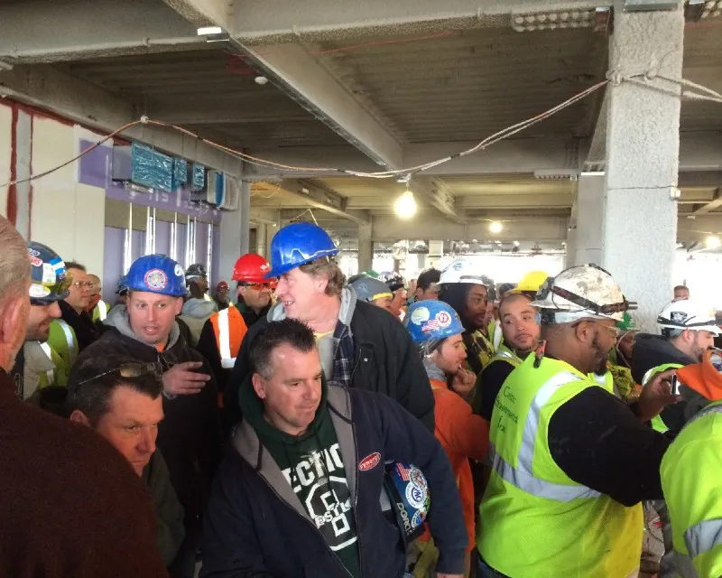 Union workers with construction hats