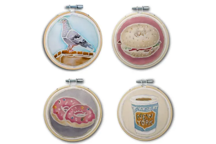 NYC Icons Mini Batik Bundle—Set of 4 Urban-Inspired 4" Hoops. 