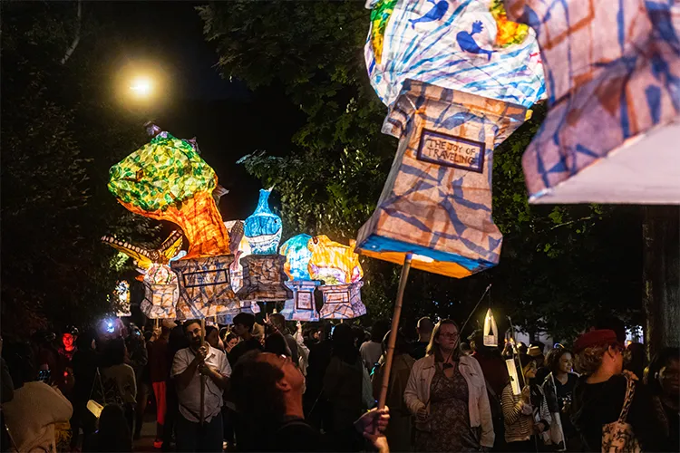 Lanterns on parade in Morningside Park.