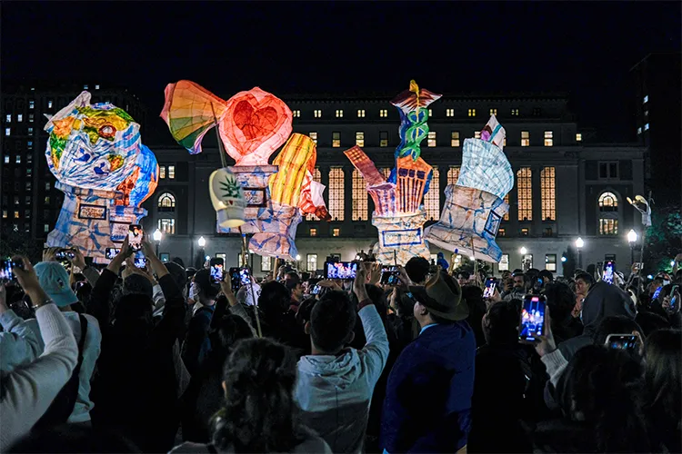 Lanterns in front of Butler Library. 