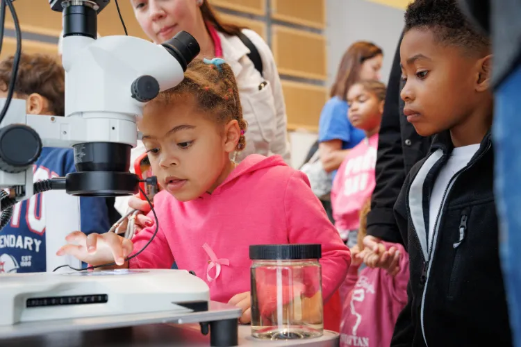 The ‘Shocking Science’ Saturday Science session boasted a lineup of interactive in-lab experiences. Photo credit: Sirin Samman