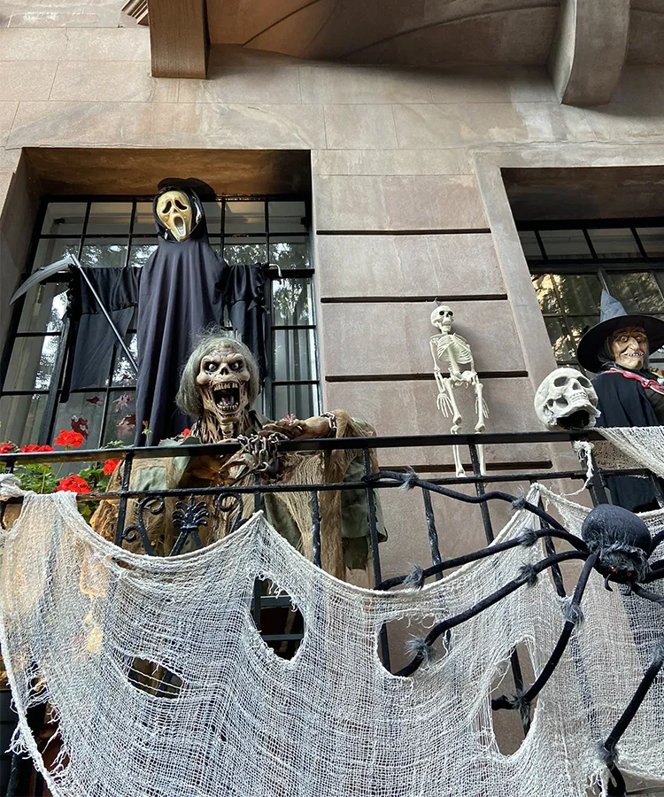 Cobwebs and scream masks. 