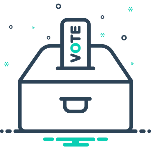 Graphic of ballot entering a ballot box