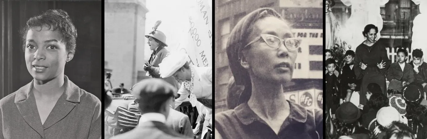 Ruby Dee, Maud Malone, Yuri Kochiyama, and Pura Belpré. Photos credit: New York Public Library and Women's Foundation California.